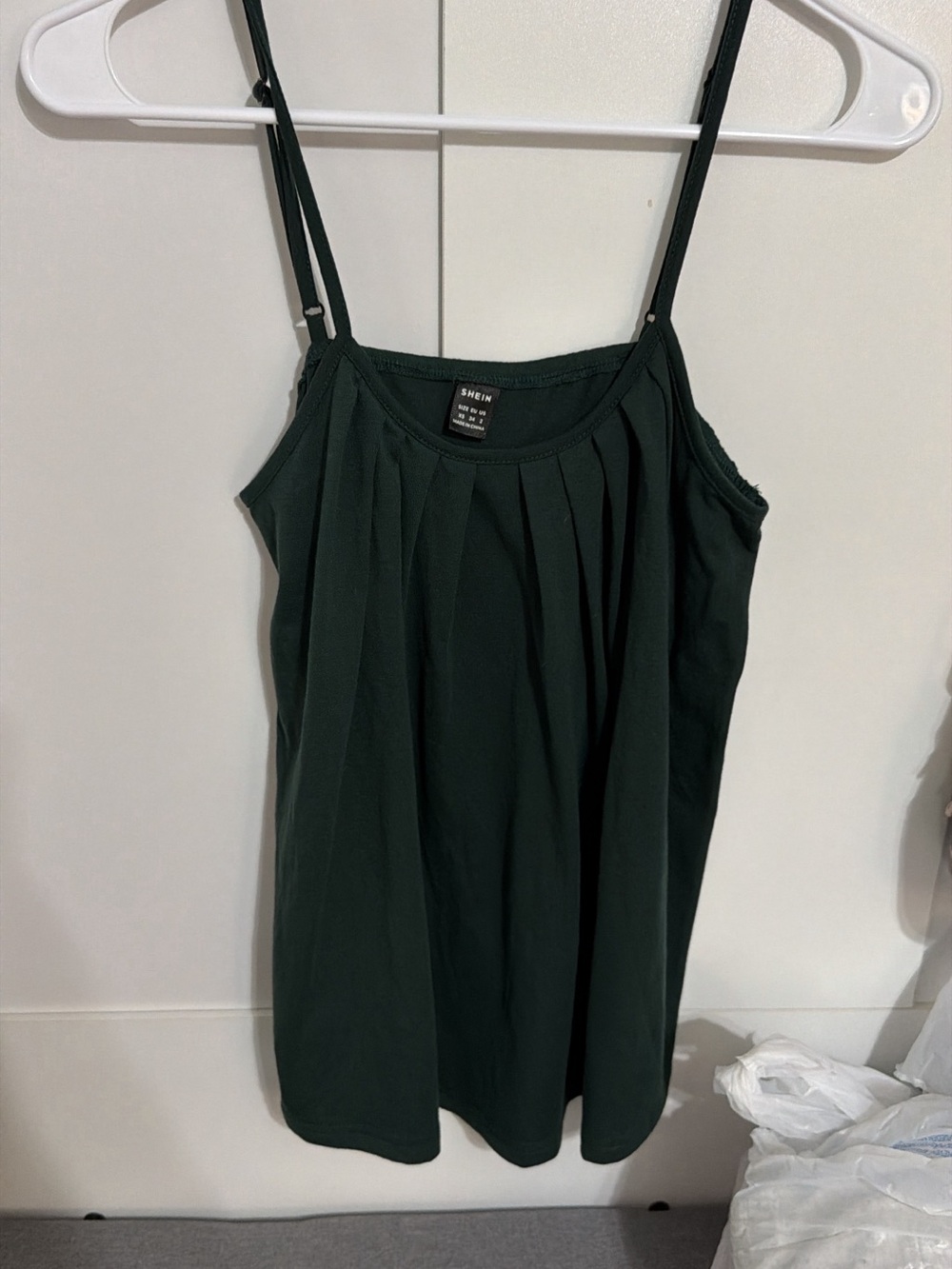 SHEIN Forest Green Pleated Spaghetti Strap Camisole